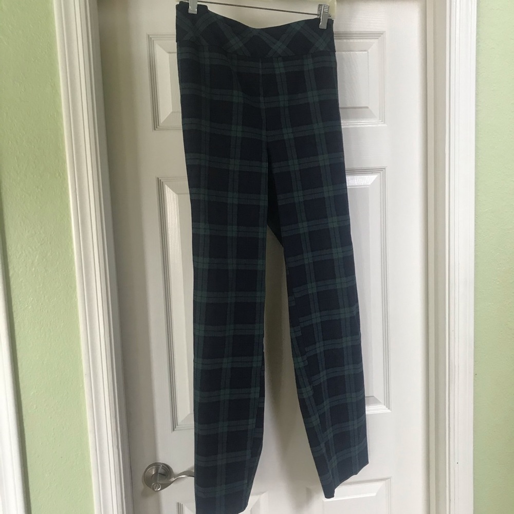Avenue blue and green plaid straight leg pants